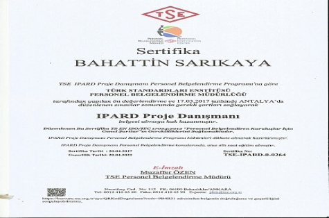 İPARD DANIŞMANLIK SERTİFİKASI